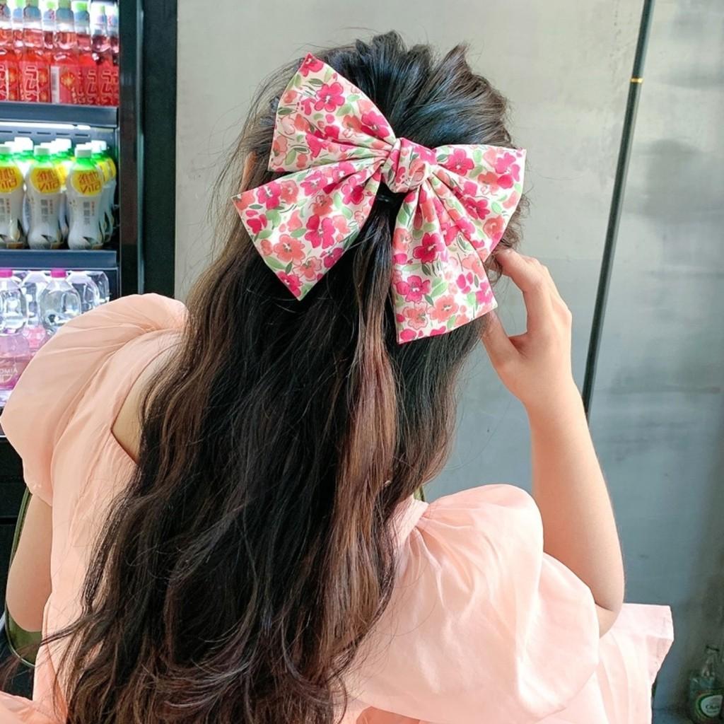 KẸP TÓC NƠ, buộc tóc nơ bản to họa tiết xinh, DÂY CỘT TÓC nơ to, phong cách hàn quốc, SIÊU ĐÁNG YÊU cho mẹ và bé