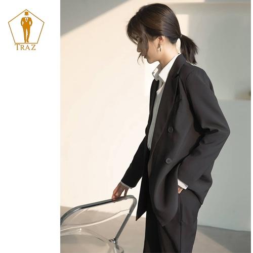 Áo blazer Nữ TRAZ 2 lớp Áo vest khoác Ngoài Màu Đen, Xanh, Nâu form rộng Unisex Hàn quốc sang chảnh