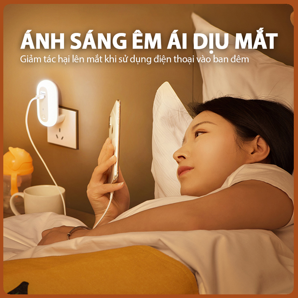 Đèn ngủ Oval cắm điện 10 cấp độ sáng có remote - đèn ngủ thông minh - hẹn giờ - 2 cổng USB sạc nhanh DRU - Hàng Chính Hãng
