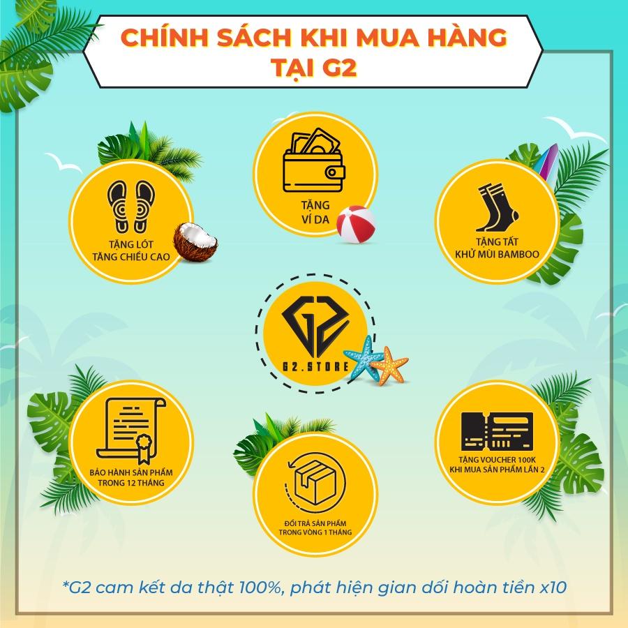 Giày da nam G2 kiểu dáng thể thao đế cao su êm chân thoáng khí, Giày thể thao bằng da bò cao cấp độn đế tăng chiều cao