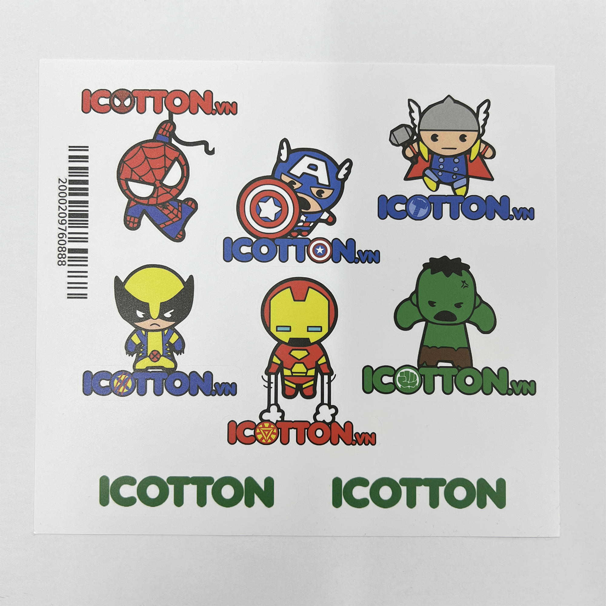 Hình dán Sticker Icotton hình siêu anh hùng