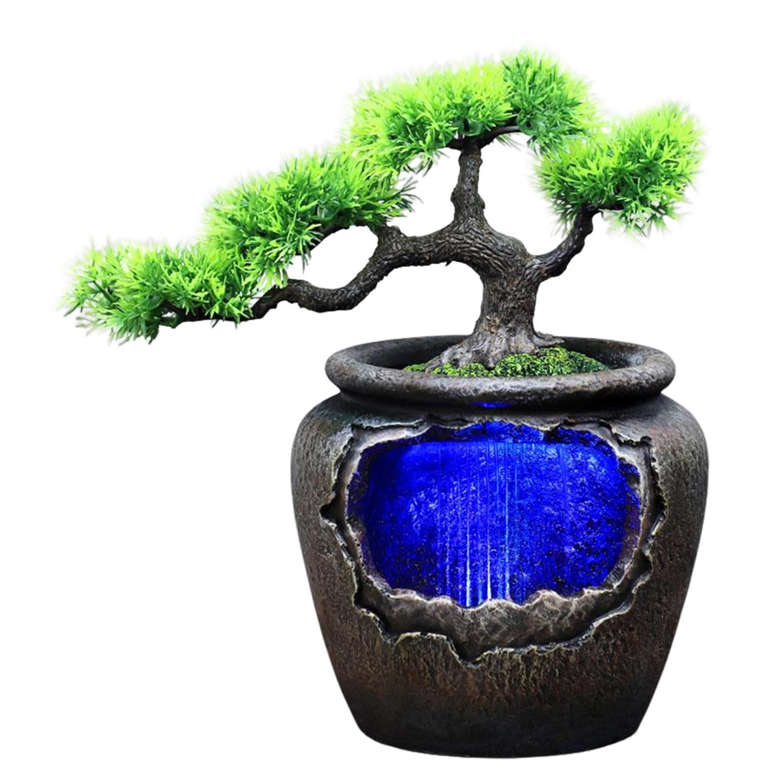 Indoor Relaxation Desktop Fountain Waterfall, Meditation Waterfall with Automatic Pump, Illuminated Waterfall for Bedroom Desk Decor