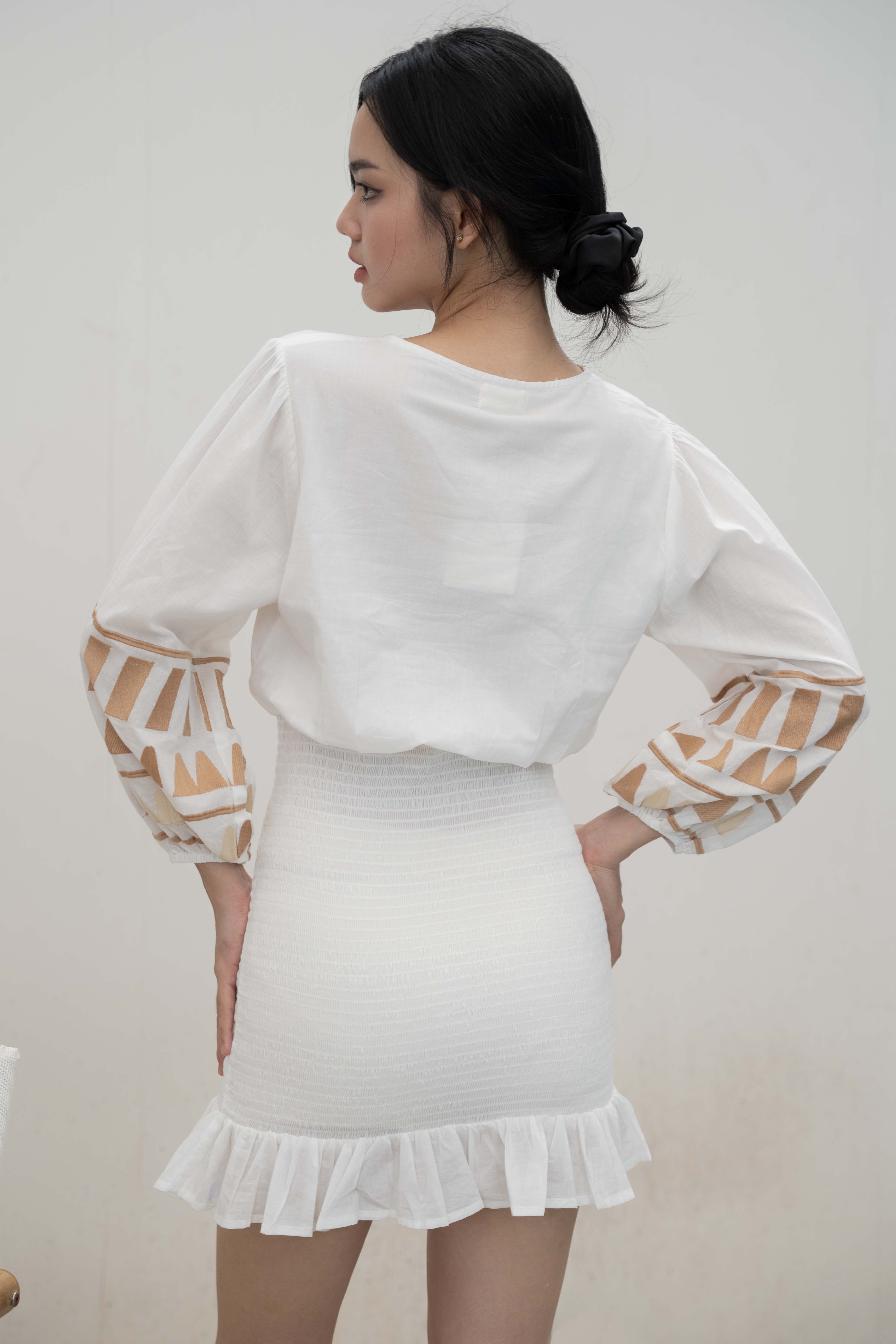 Đầm Boho Thêu Cotton Cao Cấp Luna Llena