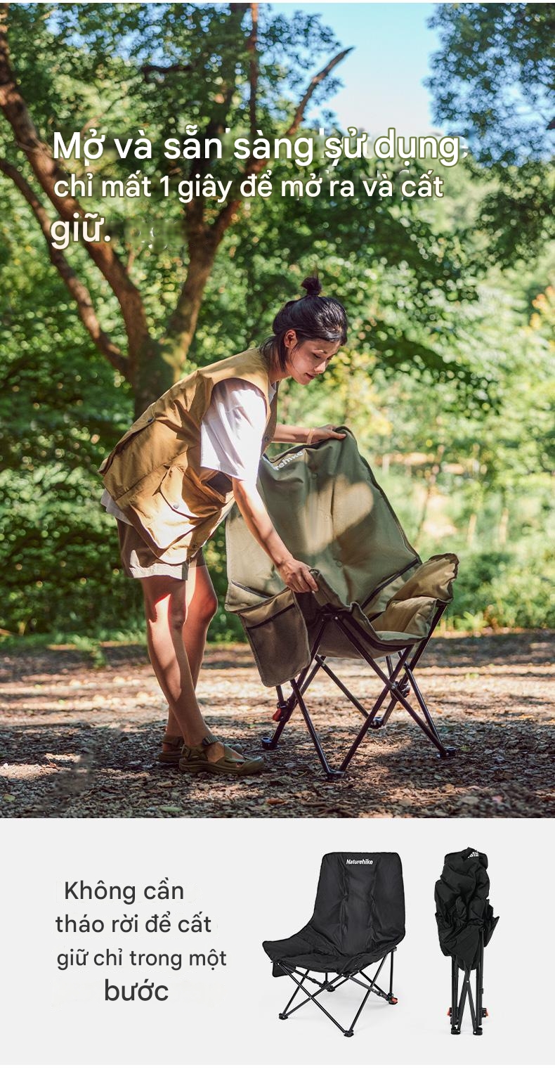 Ghế Ngả Lưng Xếp Gọn Naturehike CNK2450JJ020 Ghế Ngả Lưng Sea Star 2 Cấp Độ, Chịu tải 120kg