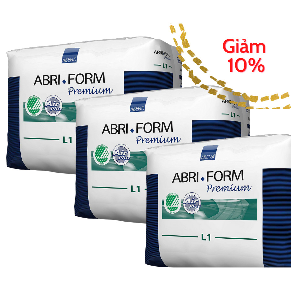 Combo 3 Bịch Tã Dán Người Lớn Abena Abri Form Premium L1 - Nhập khẩu Đan Mạch (Gói 10 Miếng)