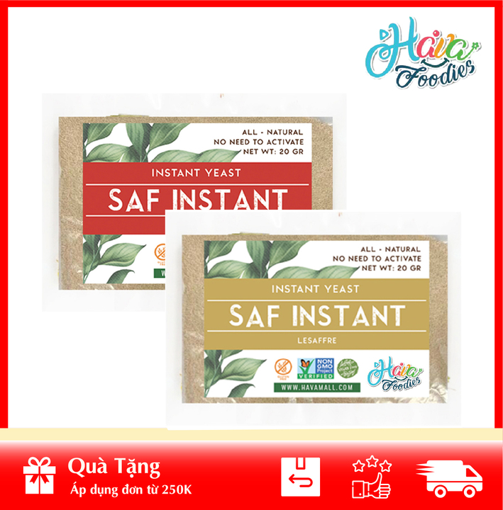 Combo 2 Gói Men Khô Bánh Mặn Hiệu Saf Instant Đỏ và Vàng 20gr – Saf Instant Dry Yeast 20gr