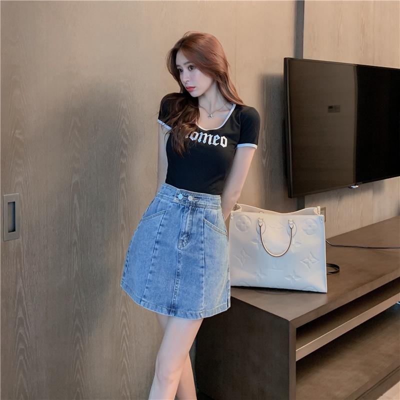 Quần sort chéo eo cao - Váy jean demi Size 4XL