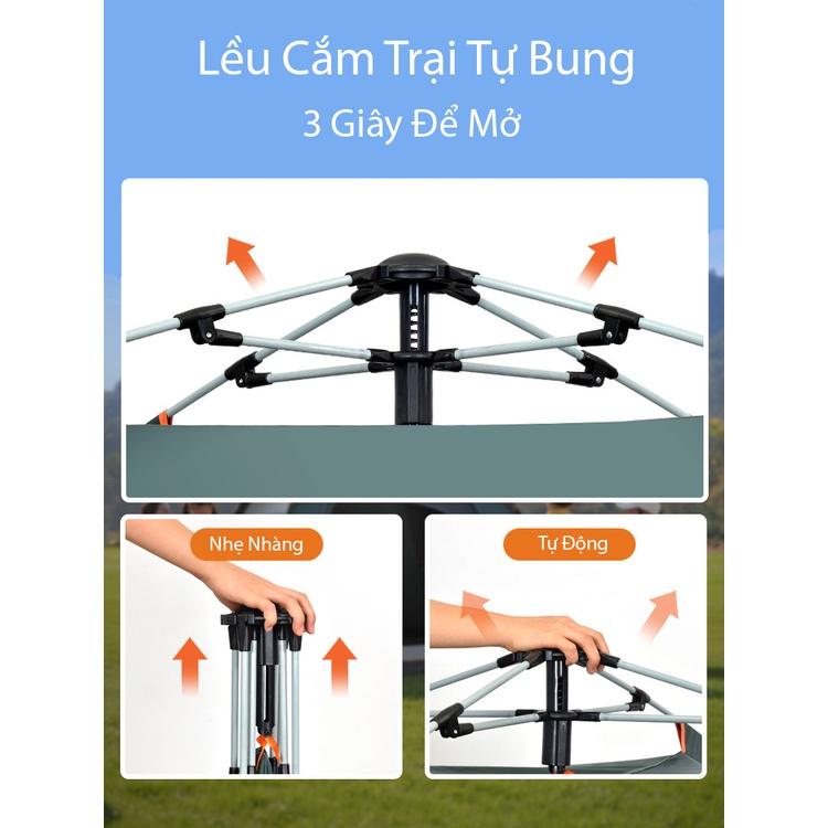 Lều cắm trại tự bung có mái che du lịch dã ngoại thoáng mát chống nước cách nhiệt dành cho 2 - 4 người