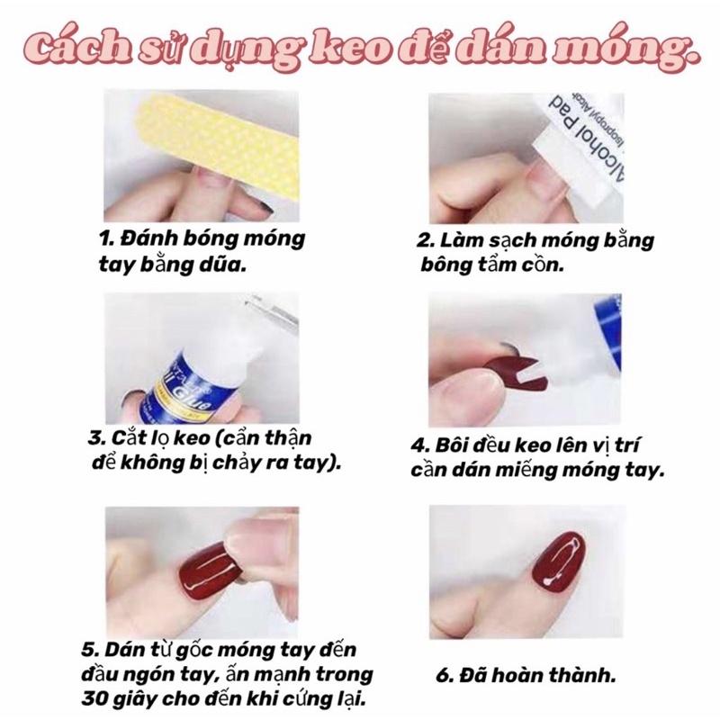 Móng tay giả, nailbox, móng úp tặng kèm 3 món ( keo dán, keo và dũa )