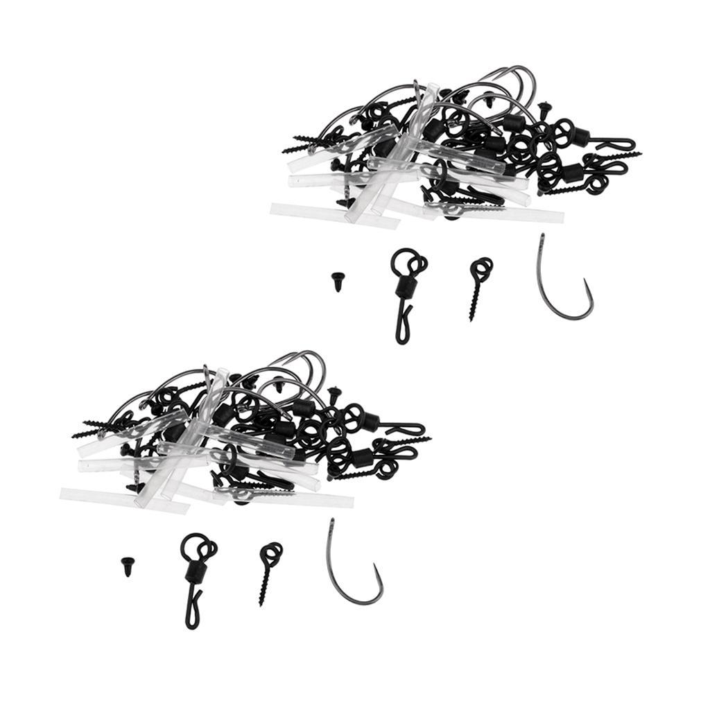 20Set Ronnie Rigs Hair Rigs Barbless Hook Fishing Pop up Tackle Spinner Rigs