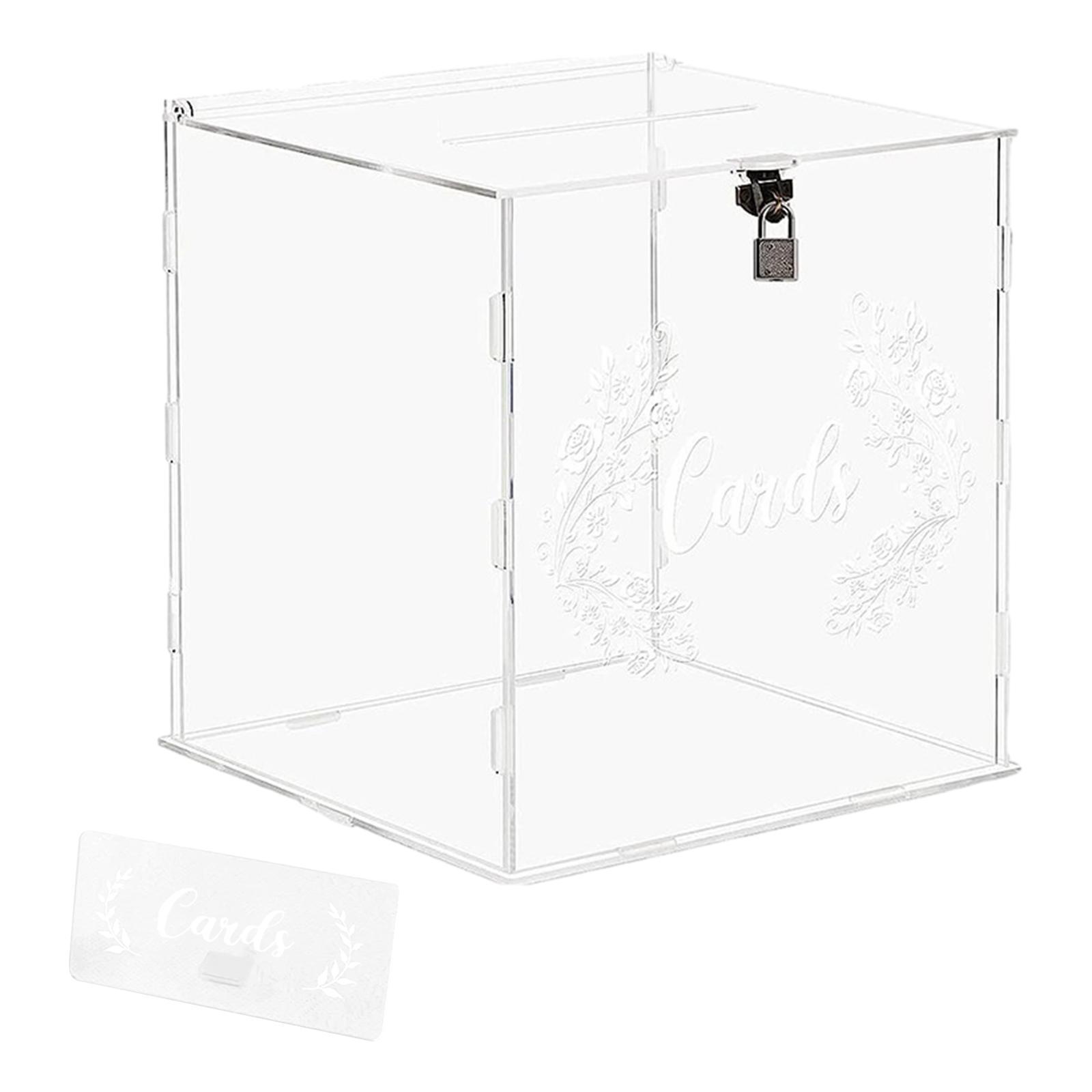 Acrylic Wedding Cards Box Money Gift Holder Box Decoration Wedding Keepsake Box with Lock for Wedding Reception Anniversary Graduation, 9.84x9.84''