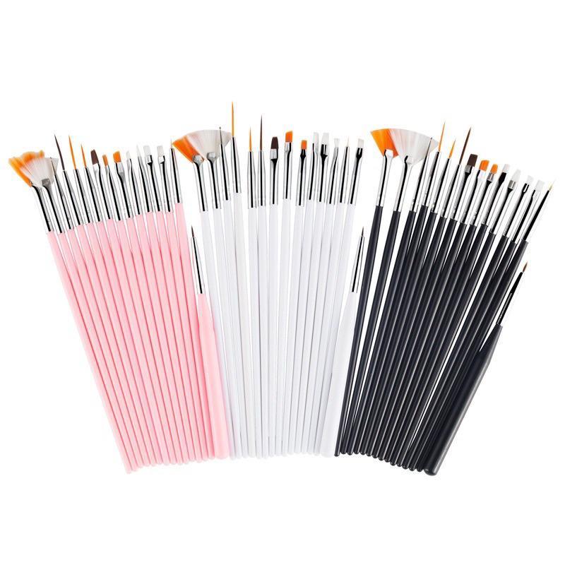 Cọ Vẽ Móng Làm Nail Sét 15 Cây Cán Nhựa Abs, Tay Cầm Không Gỉ, Đầu Lông Mềm Dẻo Đen Hồng Dài 14cm Tạo Mẫu Móng - Nail Phương Miu