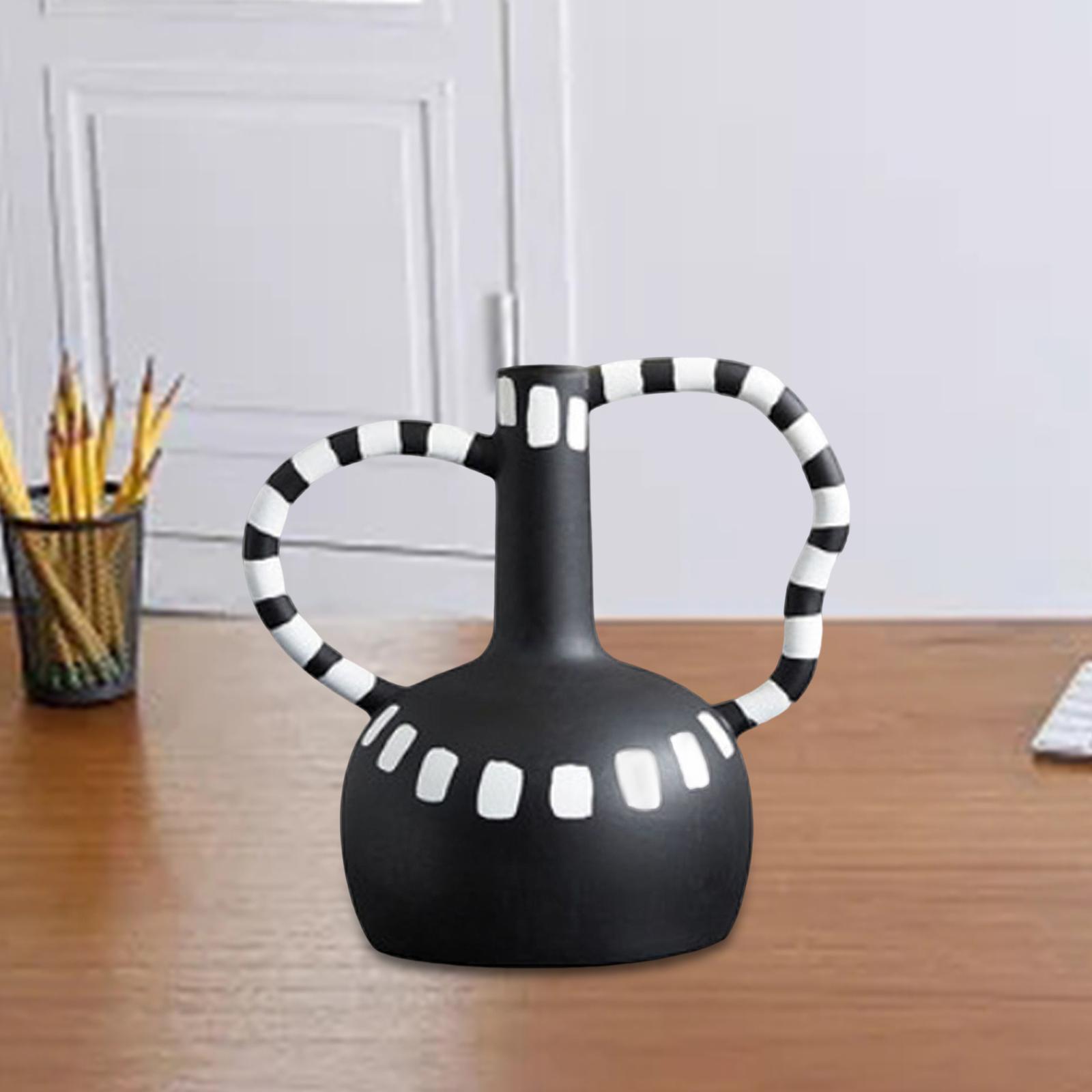 Black and White Vase Resin Flower Vase Nordic for Home Living Room Entrance