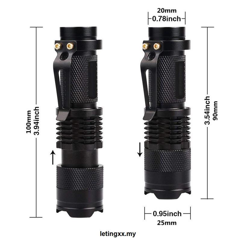 Đèn Pin Led Tia Cực Tím Mini Có Chức Năng Zoom Được Tiện Dụng