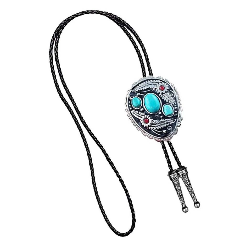 Retro Style Turquoise Western Cowboy Bolo Ties Rodeo Necktie Bootlace Tie