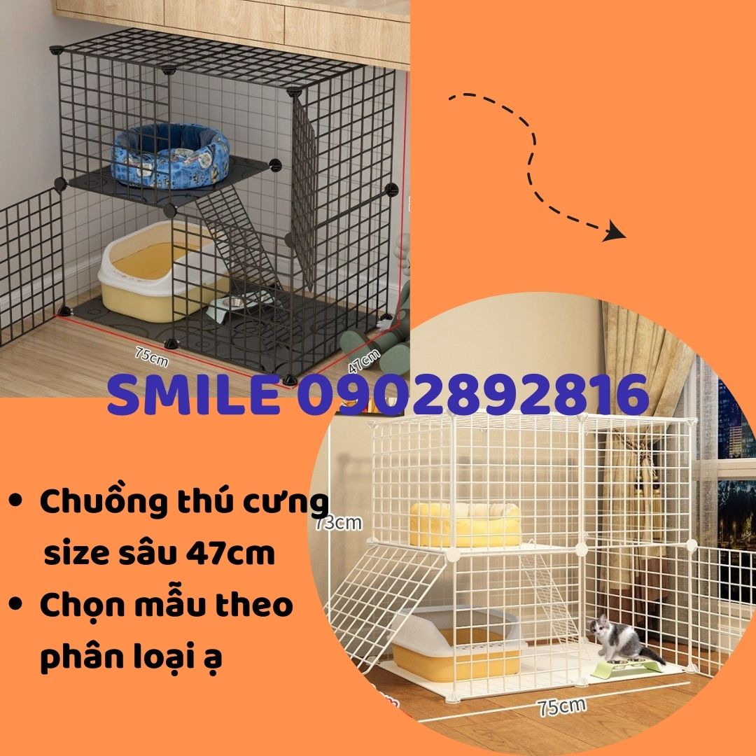 [TRỢ GIÁ] COMBO CHUỒNG, LỒNG LƯỚI THÉP DÀNH CHO THÚ CƯNG CHÓ MÈO SÂU 47CM