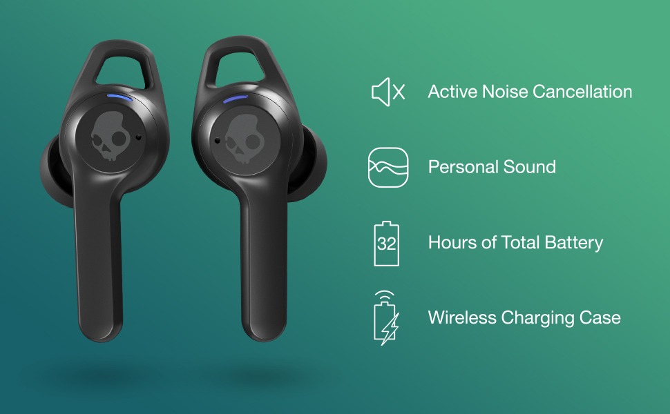 Tai nghe True Wireless Skullcandy Indy ANC - Chống ồn chủ động, Bluetooth 5.0, Pin lên đến 32h, Sạc không dây, Điều chỉnh âm thanh với Skullcandy App - Hàng Chính Hãng