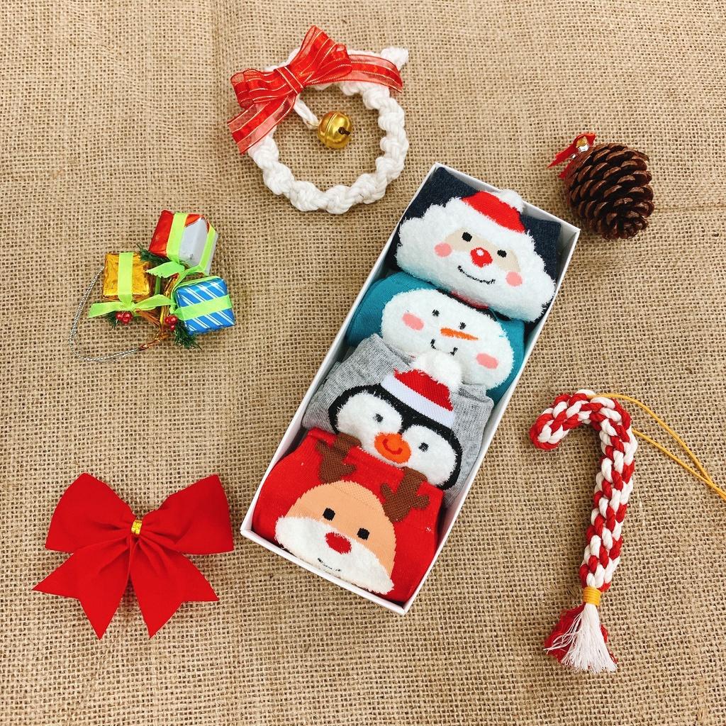 Vớ Ngắn Noel 4 Đôi Vớ Cotton Cổ Ngắn In Họa Tiết Noel Hoạt Hình Vui Nhộn Tất Nữ Phong Cách Nhật Hàn Giáng Sinh Ulzzang