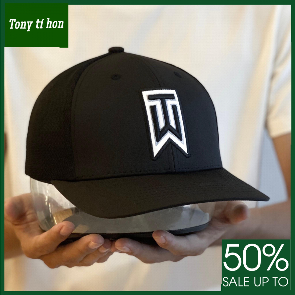 Tony tí hon - Mũ nón kết lưỡi trai bít đuôi thêu logo trắng thời trang nam nữ cao cấp - màu xanh / màu đen / màu trắng