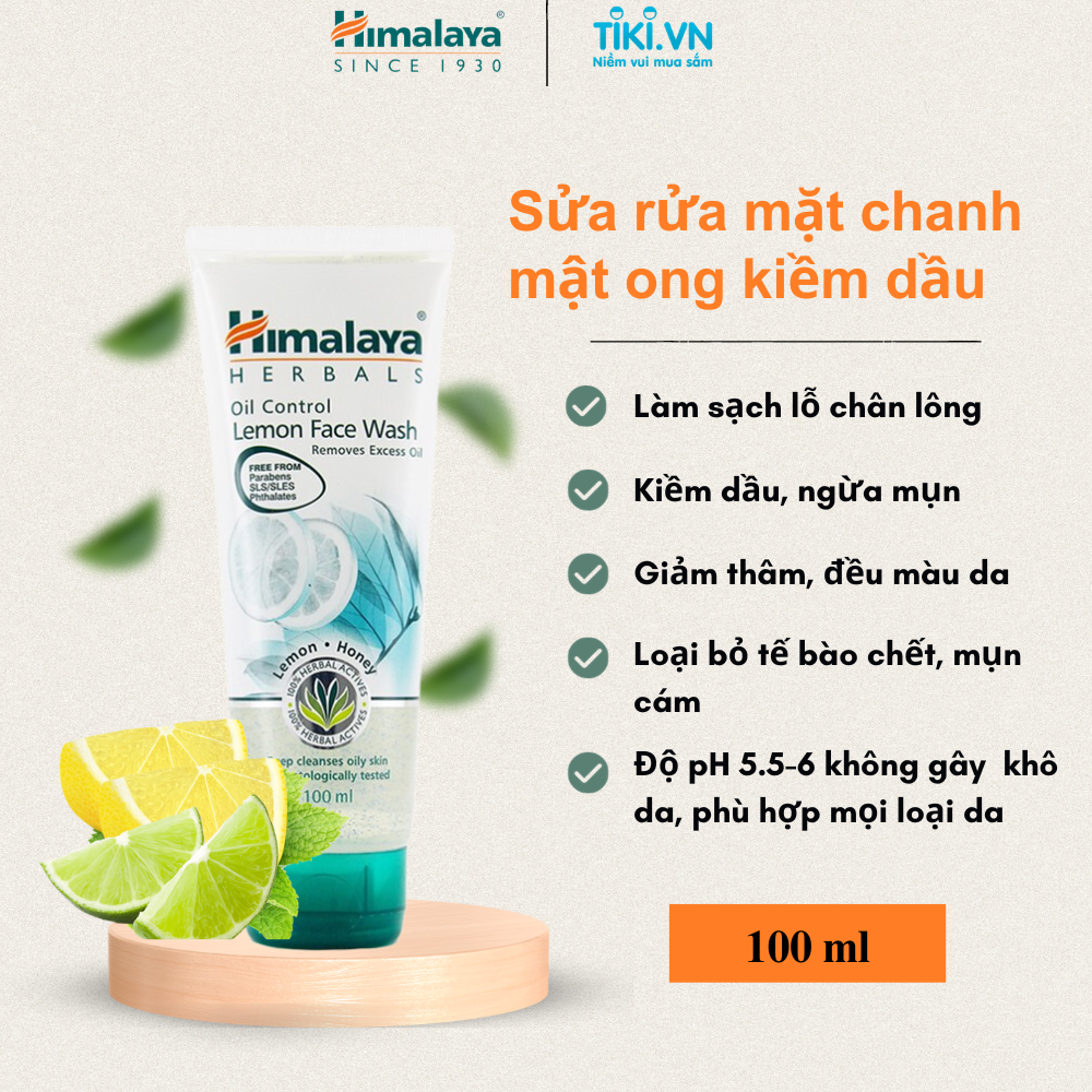 Sữa Rửa Mặt Chanh Kiểm Soát Dầu giảm thiểu Dầu Thừa Himalaya Herbals