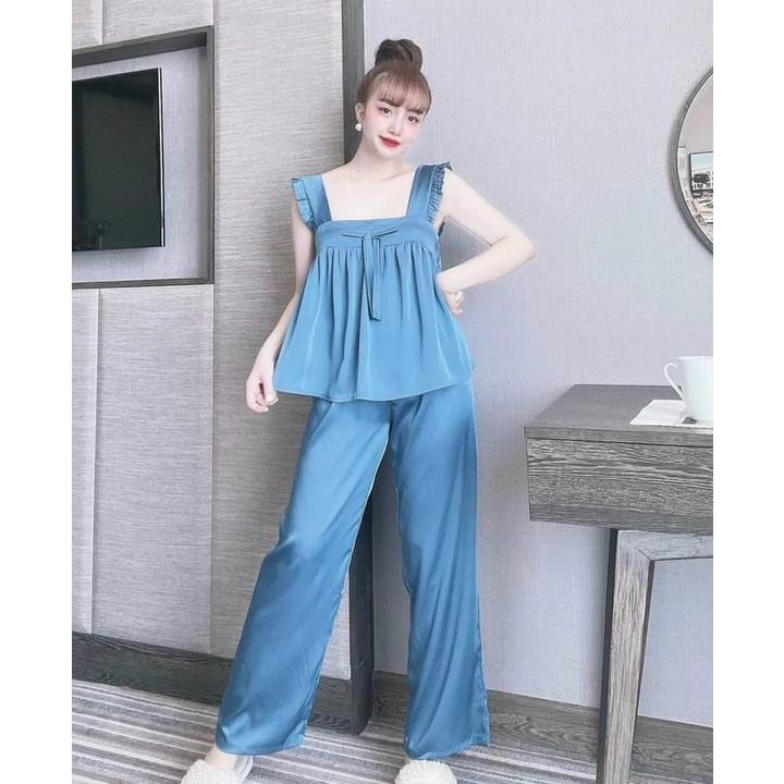 Đồ bộ nữ vải satin (nặng dưới 55kg, mông dưới 95cm mặc vừa) * Set đồ bộ nữ