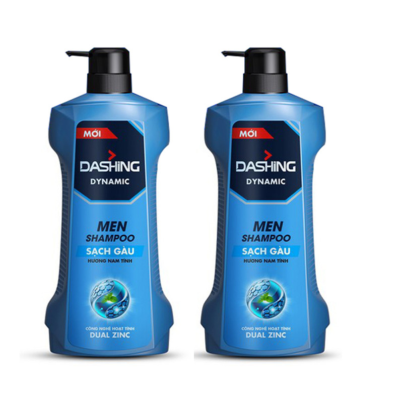 Combo 2 Chai Dầu Gội Sạch Gàu Cho Nam Giới Dashing Dynamic Men Shampoo (650g*2)+Tặng kèm 10 gói dầu gội Dashing