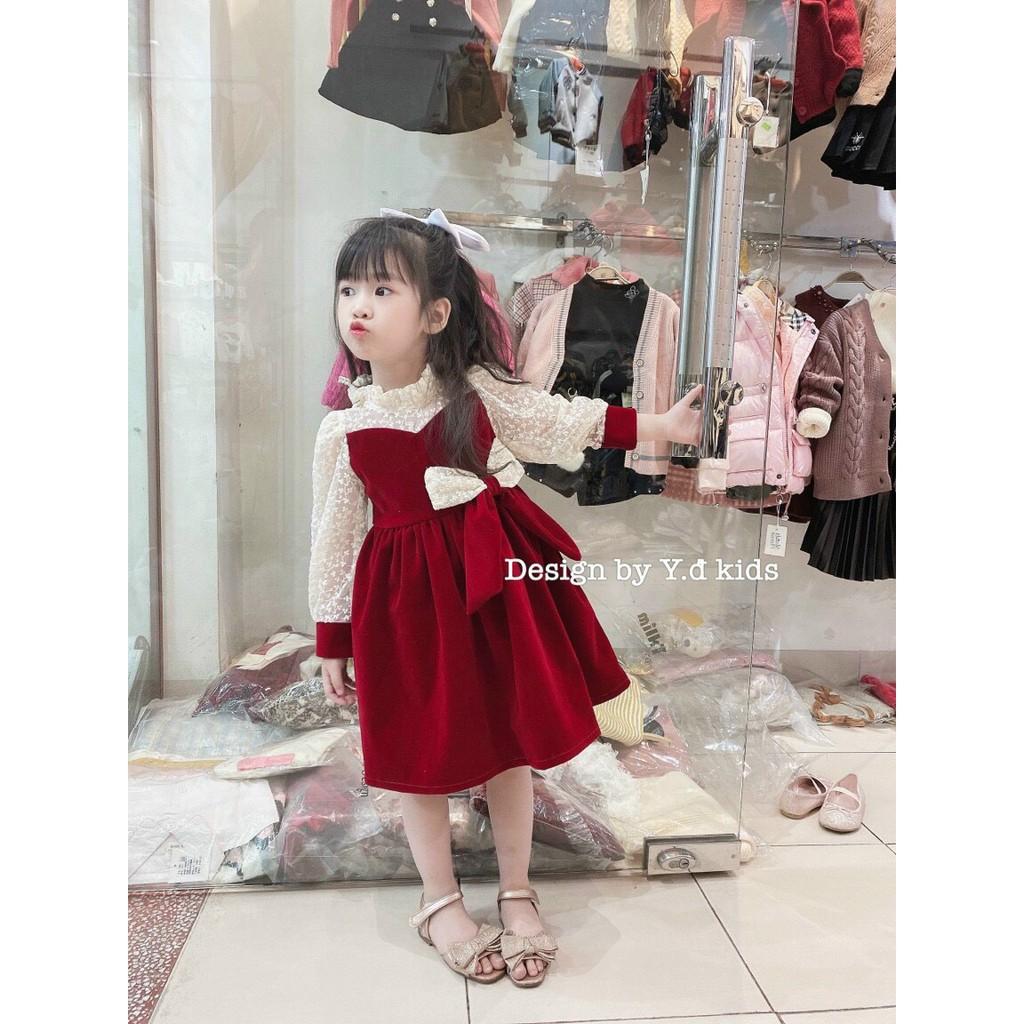 Váy Nhung Đỏ Phối Ren