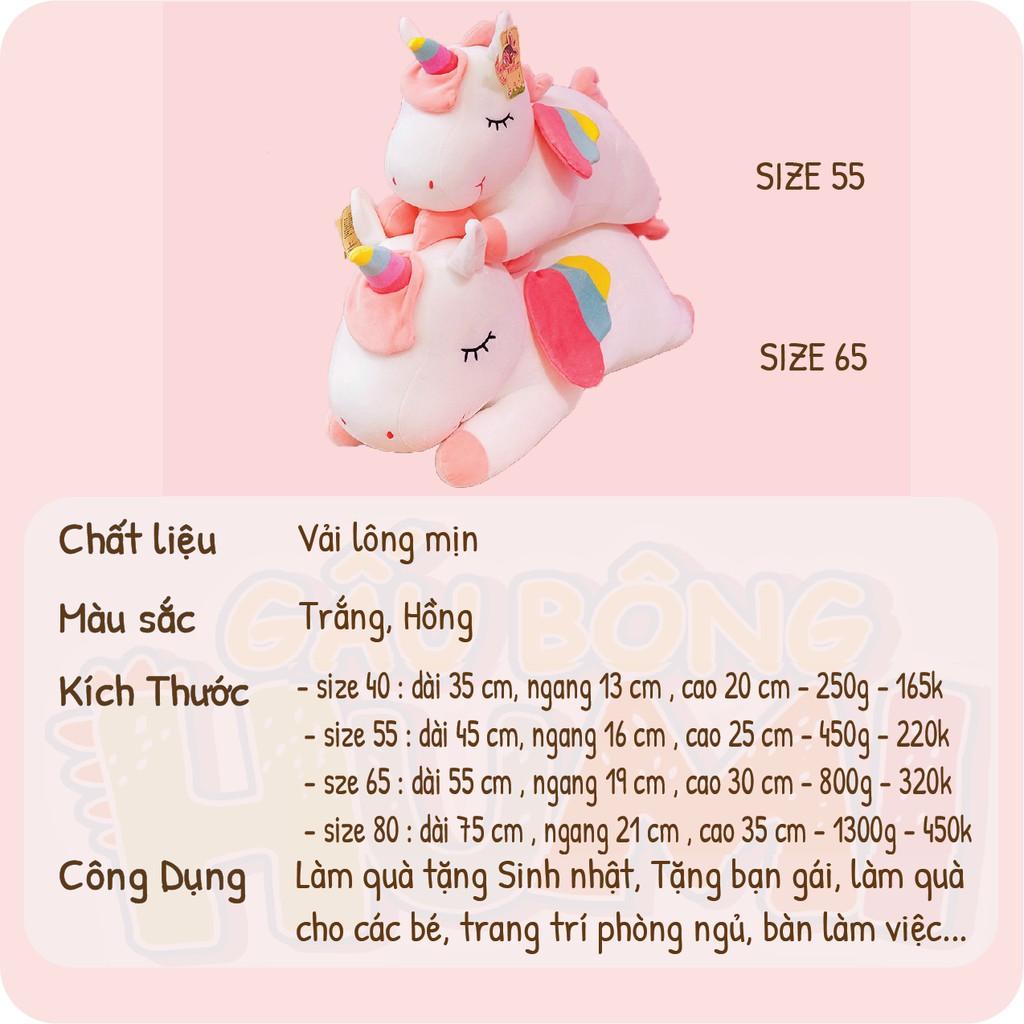 Gấu Bông Ngựa Unicon 1 Sừng Cao Cấp Dễ Thương To Giá Rẻ Hình Thú Dài Size 55 - 80 - HUMI