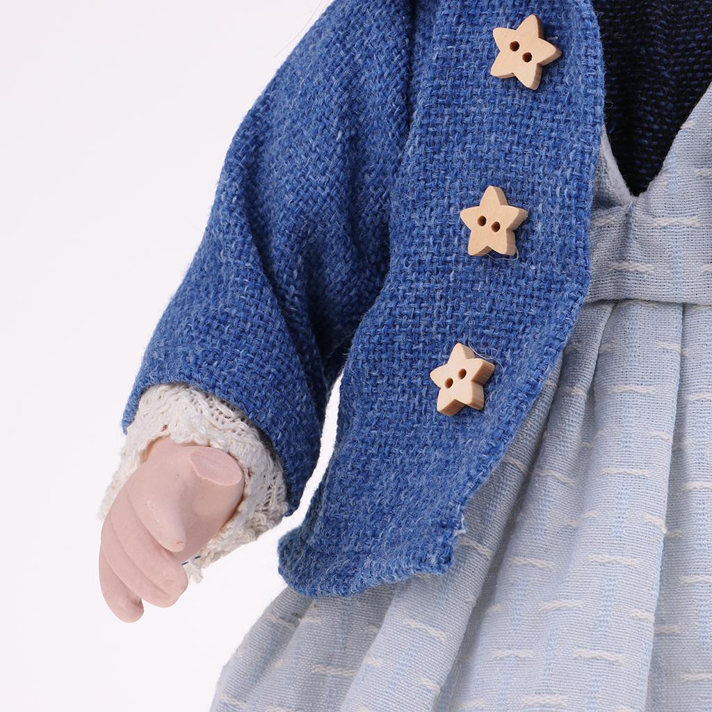 40cm Porcelain Curly Girl Doll People Figures with Blue Dress Hat Gifts