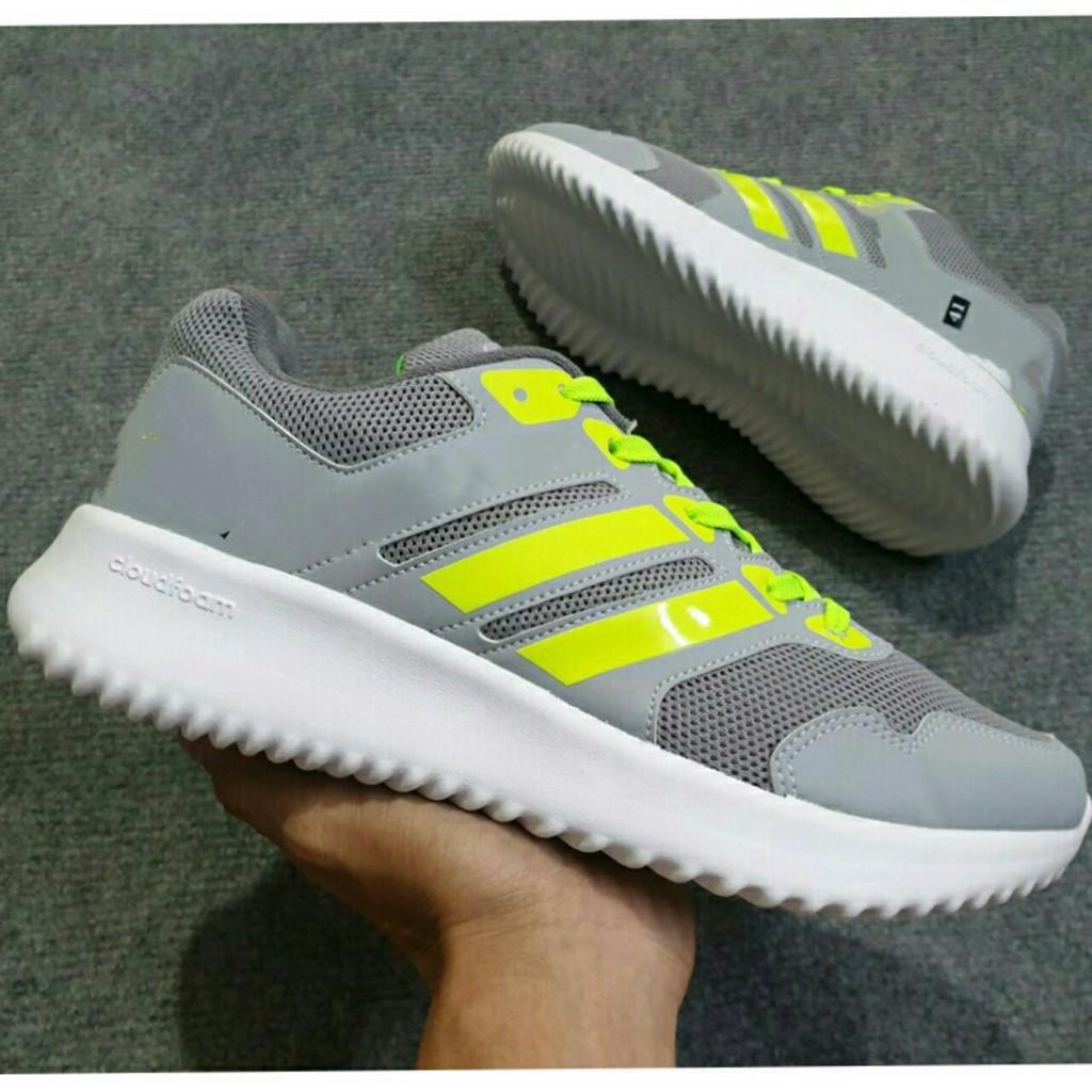 Giày thể thao sneaker nam nữ xám xanh chuối - xám sọc đen