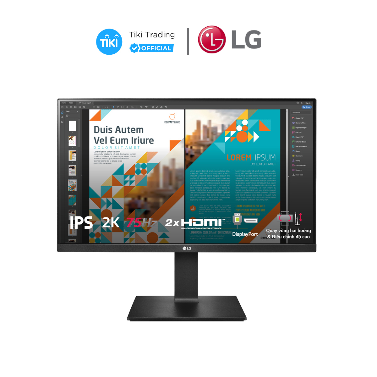 Hình ảnh Màn hình máy tính LG QHD 23.8'' IPS HDR10 chân đế linh hoạt 24QP550-B Hàng Chính Hãng