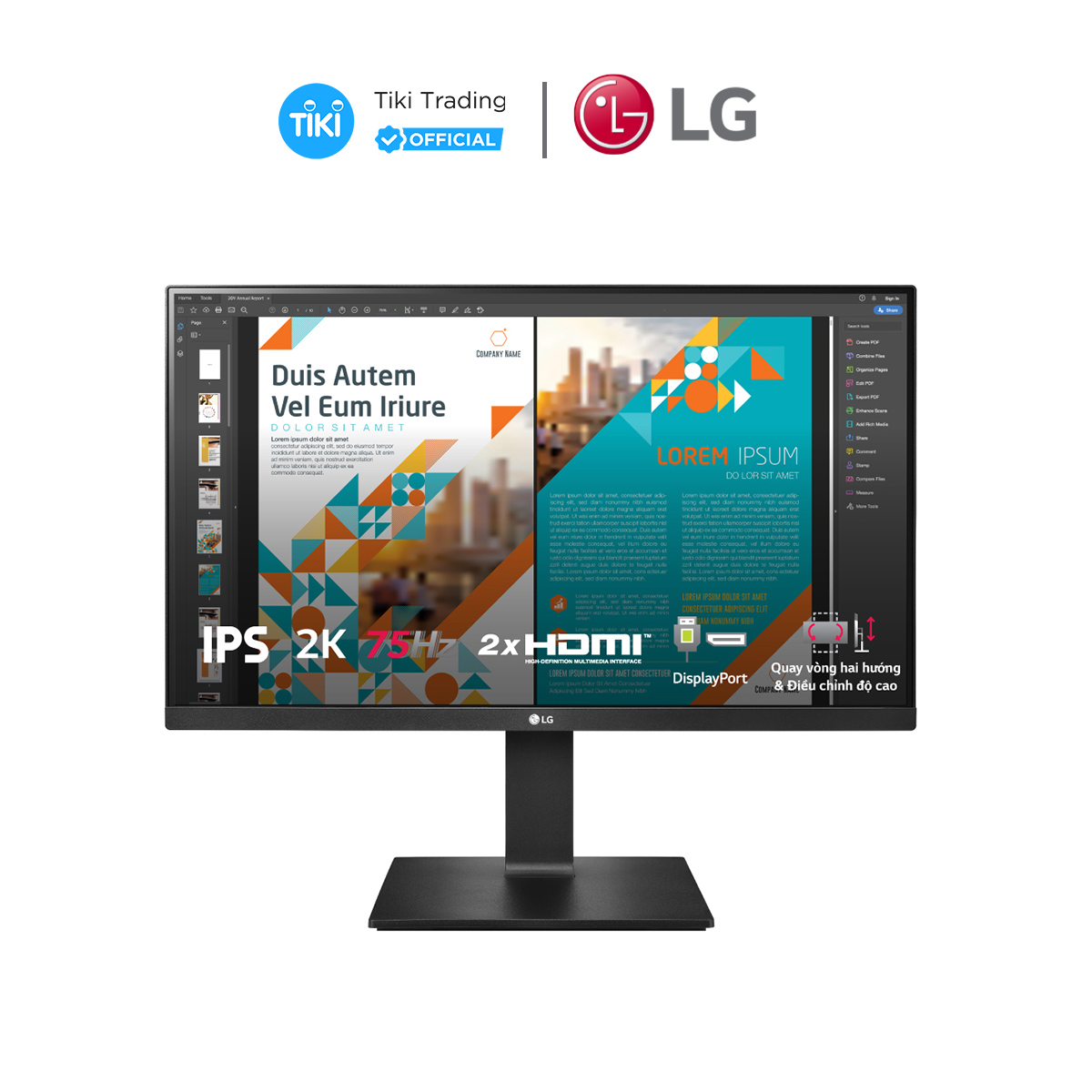 Màn hình máy tính LG QHD 23.8'' IPS HDR10 chân đế linh hoạt 24QP550-B Hàng Chính Hãng