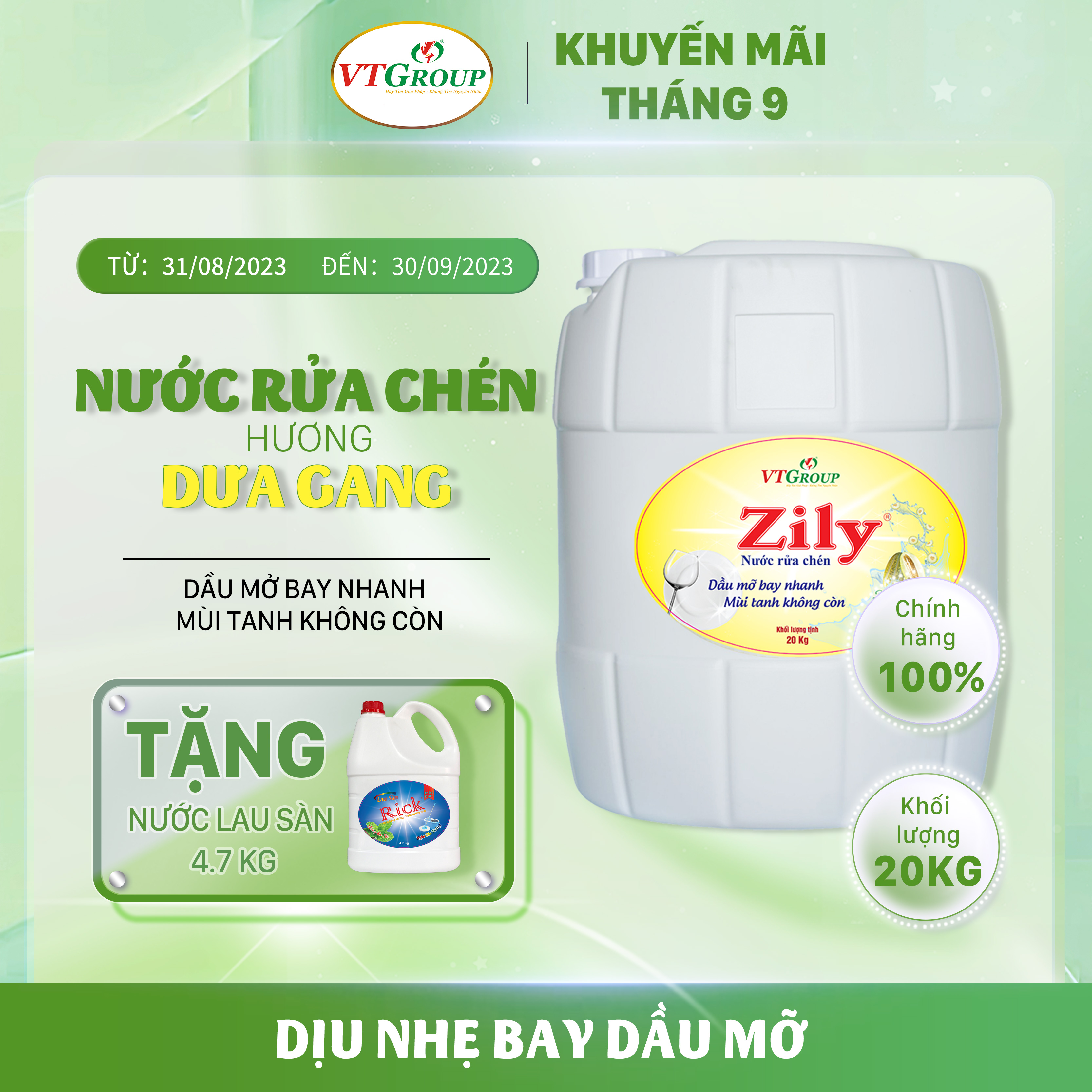 Nước rửa chén can 20kg - Tặng 1 lau sàn 4.7kg