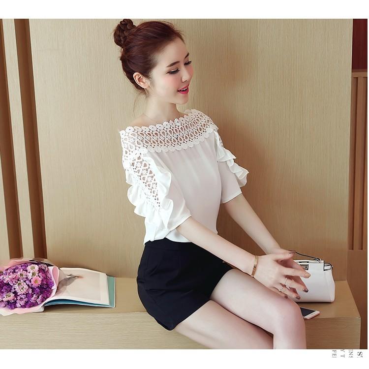 Áo kiểu trễ vai tay bèo BY6262
