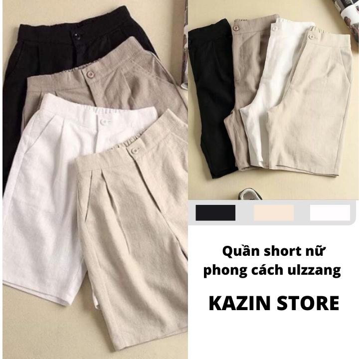 Quần short nữ phong cách ulzzang Hàn Quốc Quần short ống rộng, cạp cao - Kazin QN04