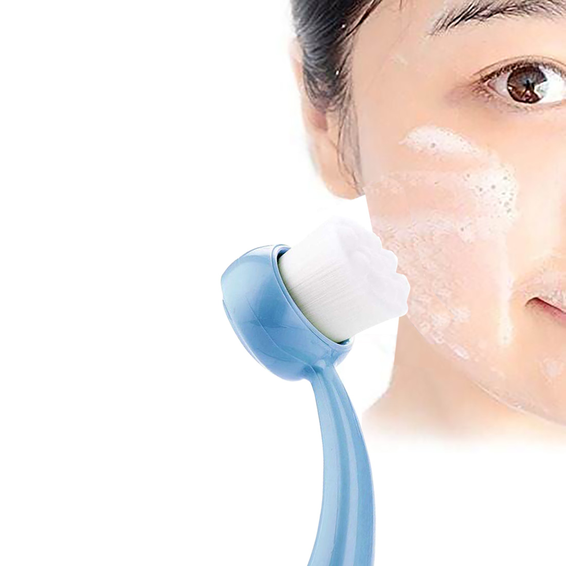 Cọ rửa mặt Nhật Bản tay cầm cong MINISO FACIAL CLEANSING BRUSH với đầu cọ chứa hơn 400.000 vi sợi giúp làm sạch da mặt đến tận lỗ chân lông - MNS066