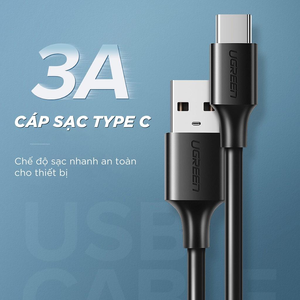 Cáp sạc nhanh UGREEN US287 USB 2.0 sang USB Type-C, điện áp 3A, độ dài từ 0.25m đến 2m - Hàng chính hãng