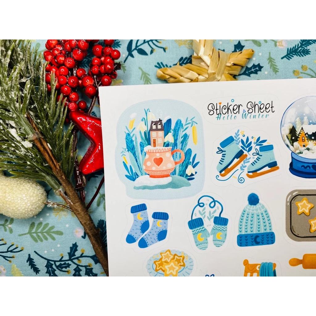 Sticker sheet hello winter - chuyên dán, trang trí sổ nhật kí, sổ tay | Bullet journal sticker