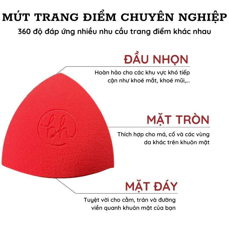 Bông Mút Tán Nền Kim Tự Tháp BH Cosmetics Red Makeup Sponge (Đỏ)