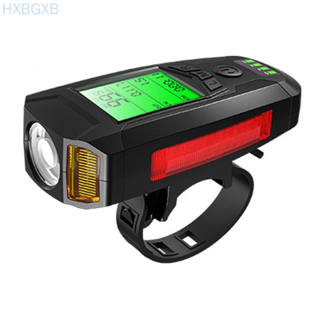 USB Front Light Horn Speed Meter Cycling Computer Waterproof Handlebar Odometer 5 Modes