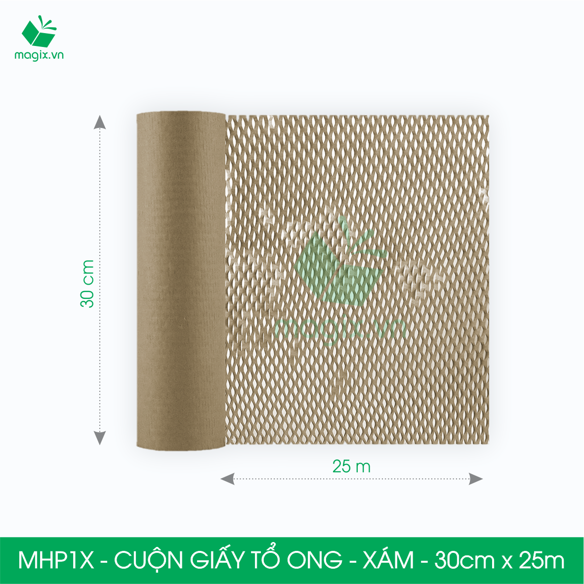 MHP1X - 0.3x25m - CUỘN GIẤY TỔ ONG MÀU XÁM CHỐNG SỐC THAY THẾ BÓNG KHÍ XỐP HƠI ĐÓNG HÀNG