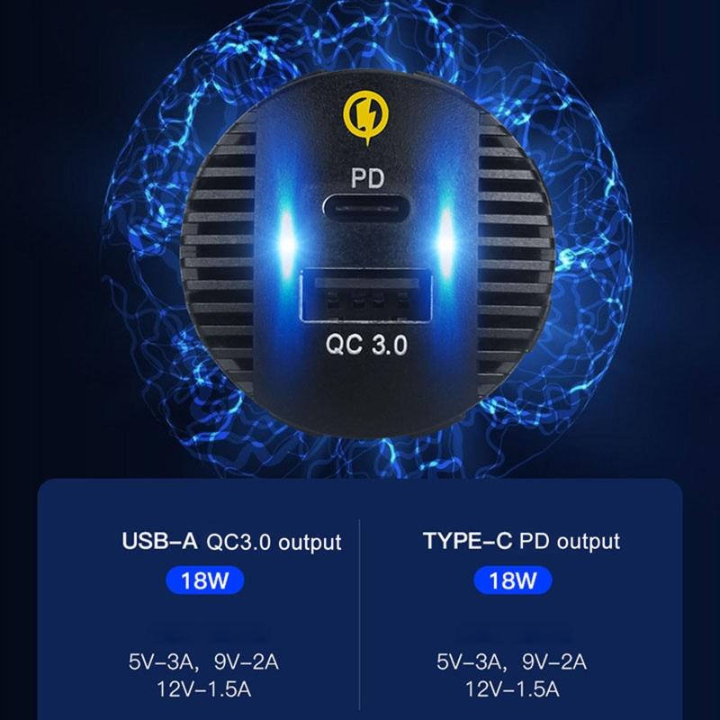 Xe QC3.0 USB TYPE C PD Bộ sạc nhanh LED Voltmeter 12v Outlet On-Off Switch Panel cho xe thuyền Marine RV Truck Camper