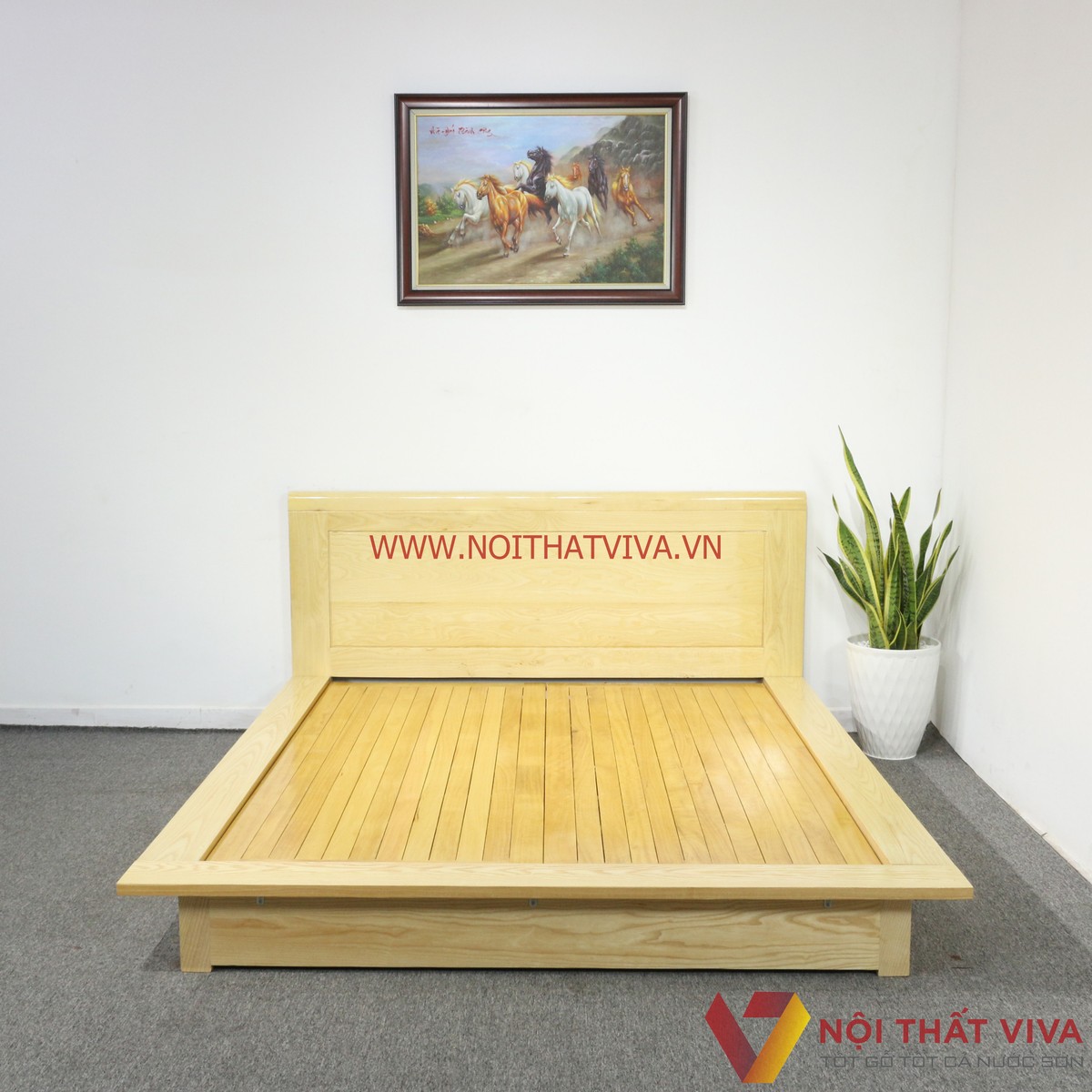 Giường Ngủ Kiểu Nhật Gỗ Sồi Nga Vạt Phản Tự Nhiên Đẹp Hiện Đại