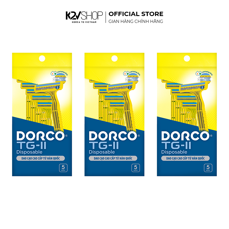 [Combo 3] Set 5 Dao Cạo Râu 2 Lưỡi Dorco TG 710YL-5P (5 Cái/Gói)