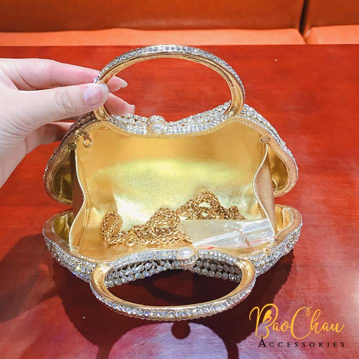 Ví Clutch Cầm Tay Đi Tiệc Đính Đá Pha Lê Swarovski Cao Cấp Bảo Châu-VI-SW