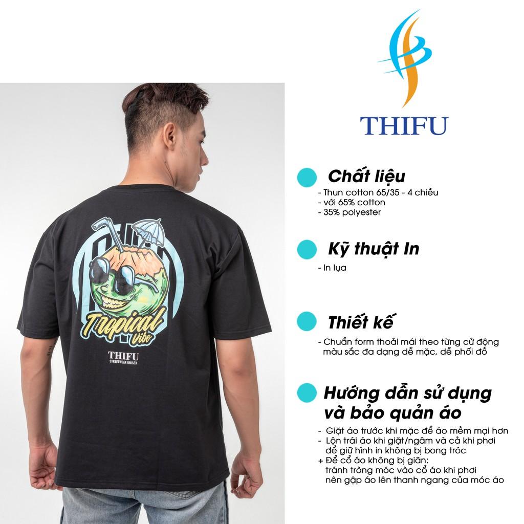 Áo Thun THIFU FASHION Tay Lỡ Hoạ Tiết Hoạt Hình Tropical Vibe Chất Liệu Cotton, Thấm Hút Tốt Phù Hợp Cho Cả Nam Và Nữ