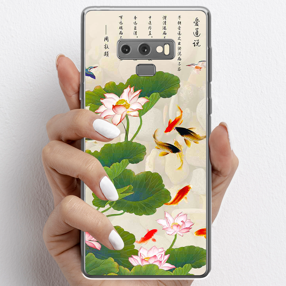 Ốp lưng cho Samsung Galaxy Note 9 nhựa TPU mẫu Hoa sen cá
