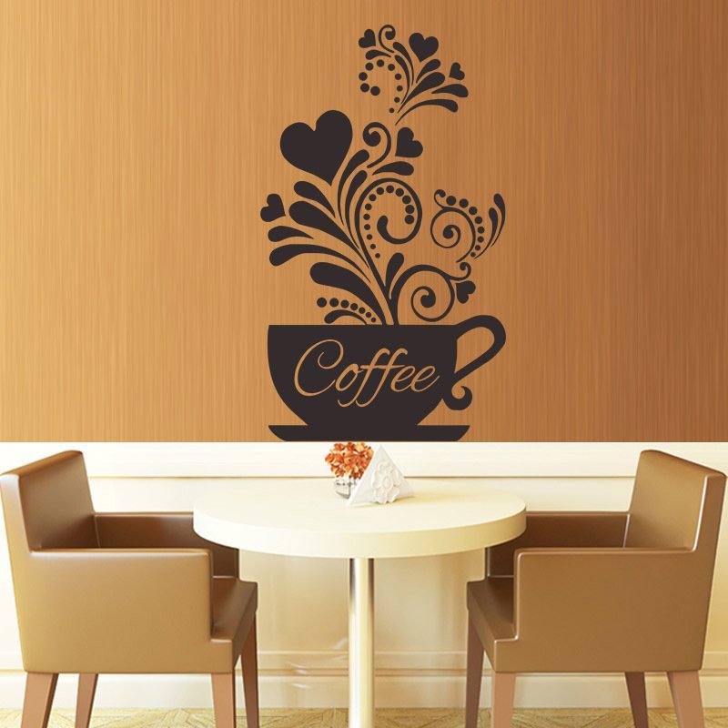 Decal dán tường coffe size lớn hoa văn độc đáo