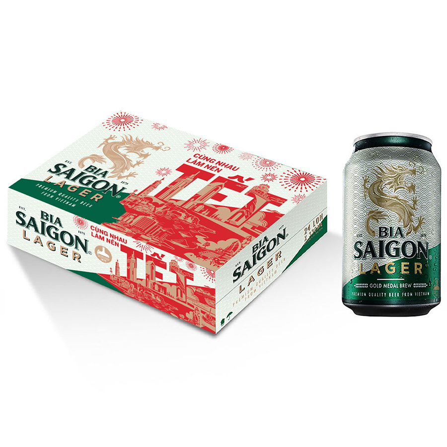 Thùng 24 Lon Bia Sài Gòn Lager 330ml