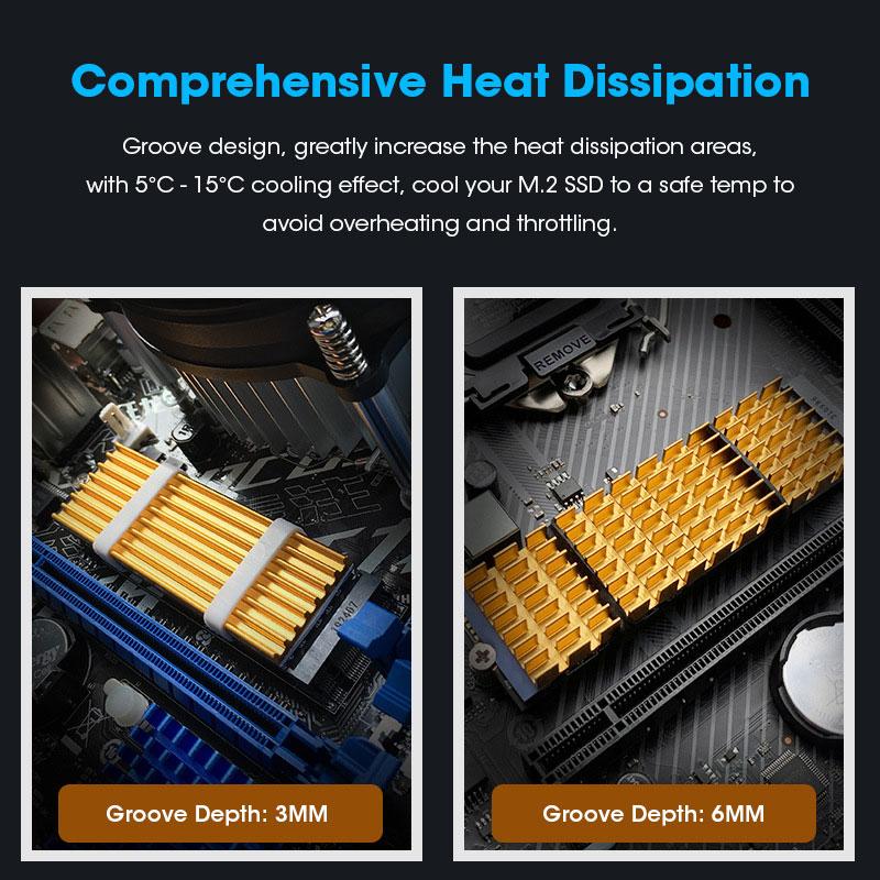 ZoeRax M.2 SSD NVMe Tản Nhiệt M2 2280 Đĩa Cứng Tản Nhiệt Nhôm Gioăng Nhiệt Miếng Lót Silicone PC Phụ Kiện